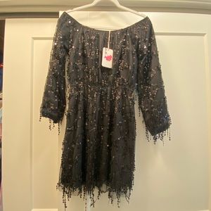 Off shoulder sequin dress